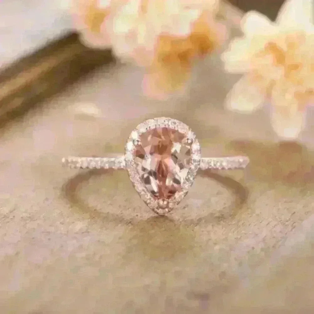 New Rose Gold Pear Shape Ring - Picture 4 of 6